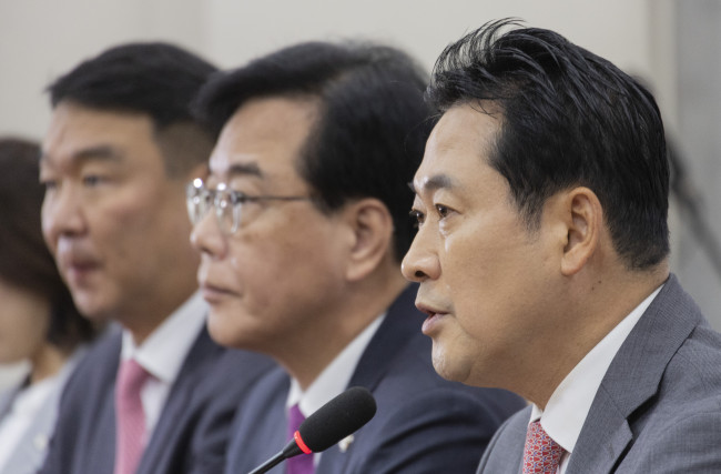 국정감사 하루 앞두고 가진 기자간담회에서 발언하는 장동혁