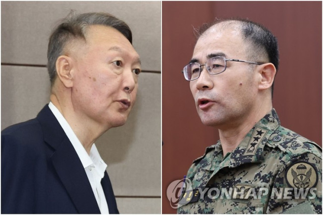 윤석열 전 대통령(왼쪽)과 곽종근 전 육군특수전사령관